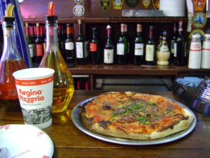 The spicy goodness of the old world anchovy pizza.