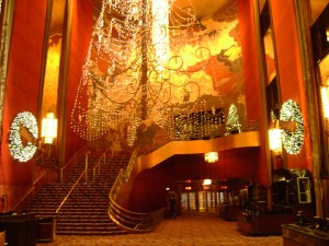 The lobby decked out for the holidays. C. Nelson, 2013.